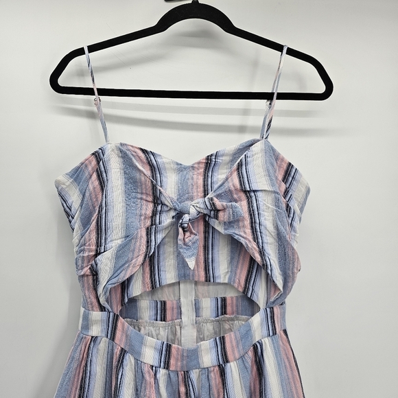 Gianni Bini Stripe Peek A Boo Cotton  spaghetti Strap Midi dress Womens Large - Picture 3 of 6